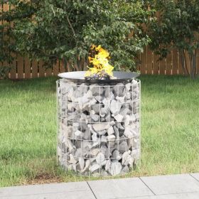 Gabion Fire Pit Ã˜ 19.7" Galvanized Iron (Color: Silver)